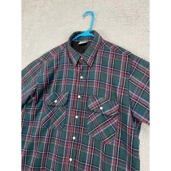 VINTAGE Five Brothers Shirt Men Large Jacket Plaid USA Snap Quilt Lined Flannel - Picture 5 of 11